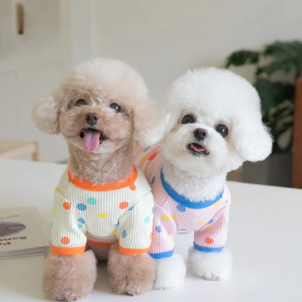 Autunno Inverno Colorful Dot Basecoat Dog T-Shirt Colorata Home Pet Abbigliamento Cat Dog Abbigliamento Pet Abbigliamento Teddy Puppy Clothes
