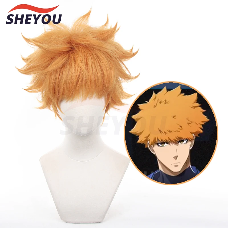 

Kunigami Rensuke Cosplay Wig Anime Blue Lock Orange Short Heat Resistant Synthetic Hair Halloween Wigs + Wig Cap