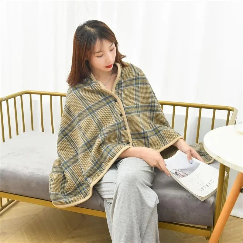 Poncho Blanket Wrap with Plush Flannel Lining Wearable Blanket