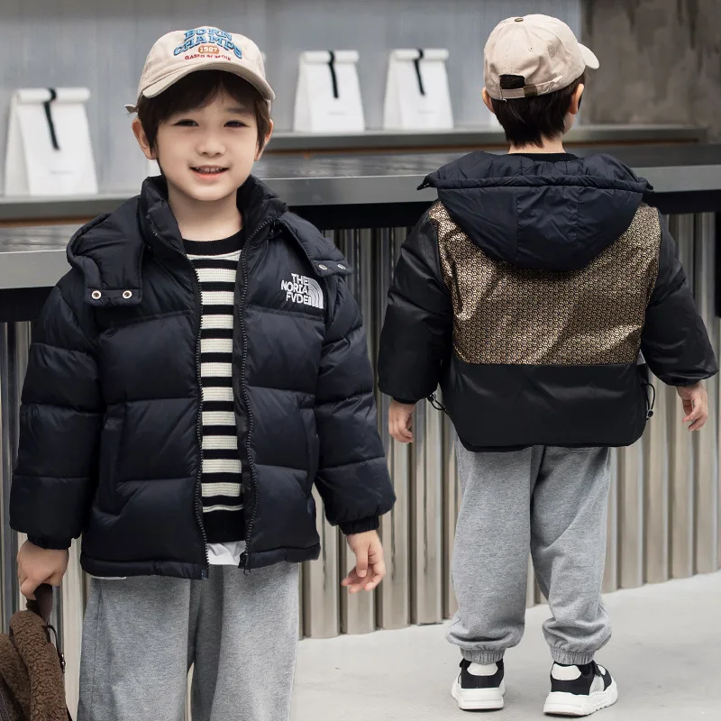 Winter New Children's down Jacket Boys and Girls Thickened Warm Clothes Hooded Children's Bread Clothing  Boy down Jacket
