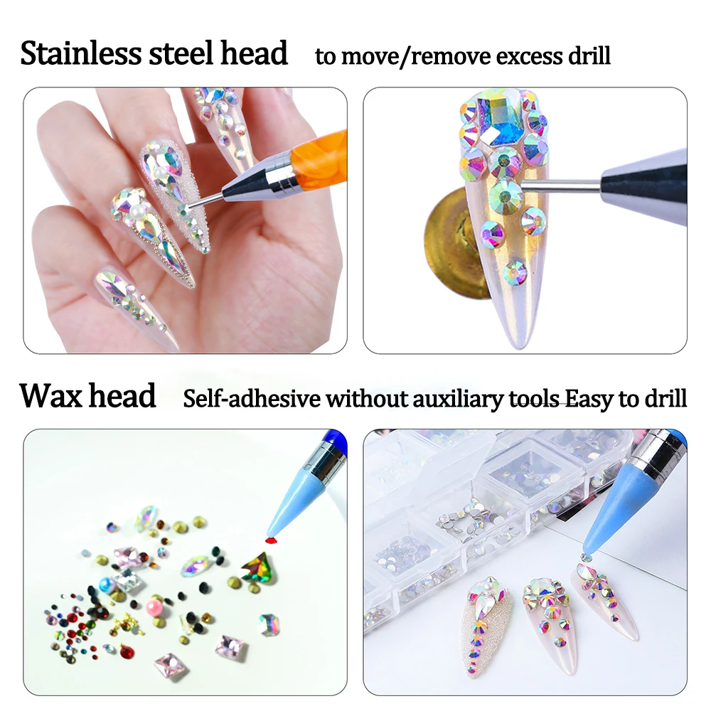 ANGNYA Dual-ended Silicone Head Nail Art Dotting Pencil Crystal Rhinestone Picker Applicator Nail Supplies Accessories and Tools 5