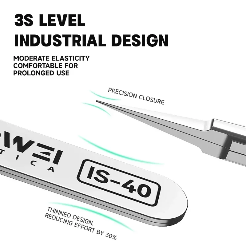 LUOWEI IS-40 High Precision Tweezers for Mobile Phone Repair High Hardness Ultra-fine Straight Tips Jump Wire Clamping Tools precision tweezers tweezer tool phone repair tweezers