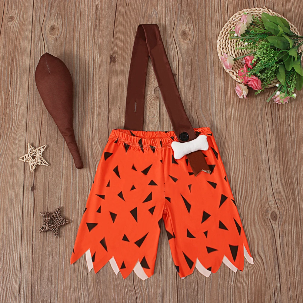 Children's Summer Clothing Boys Girls Halloween One-shoulder Strap Geometric Pattern Shorts