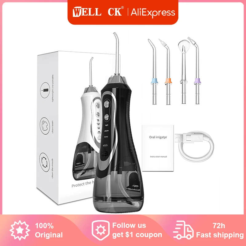Portable Oral Irrigators Dental Water Flosser Water Jet Floss Tooth Pick 4 Mouth Washing Machine 3 Modes for Teeth Whitening