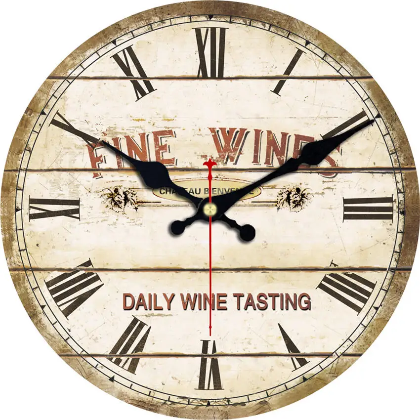Figure Wall Clocks Shabby Retro Home Kitchen Room Decor Rustic Cooker Non-Ticking Silent Quiet Cook Small Kitchen Clocks 