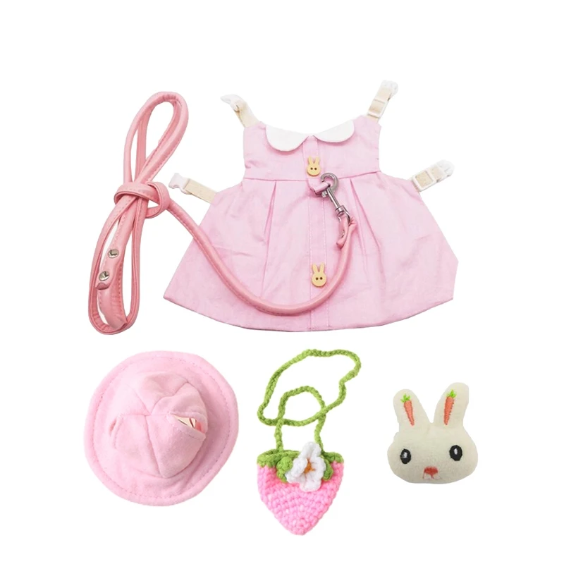 

Rabbit Dress Small Animal Harness and Leash Hat Escape-Proof for Guinea Pigs Dropship