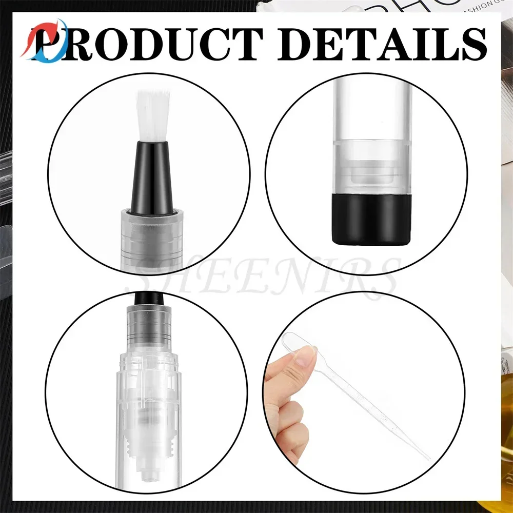 3pcs 6ml 빈 프레스 펜 큐티클 오일 펜 단일 핸드 프레스 투명 화장품 용기 펜 애플리케이터 브러시 팁