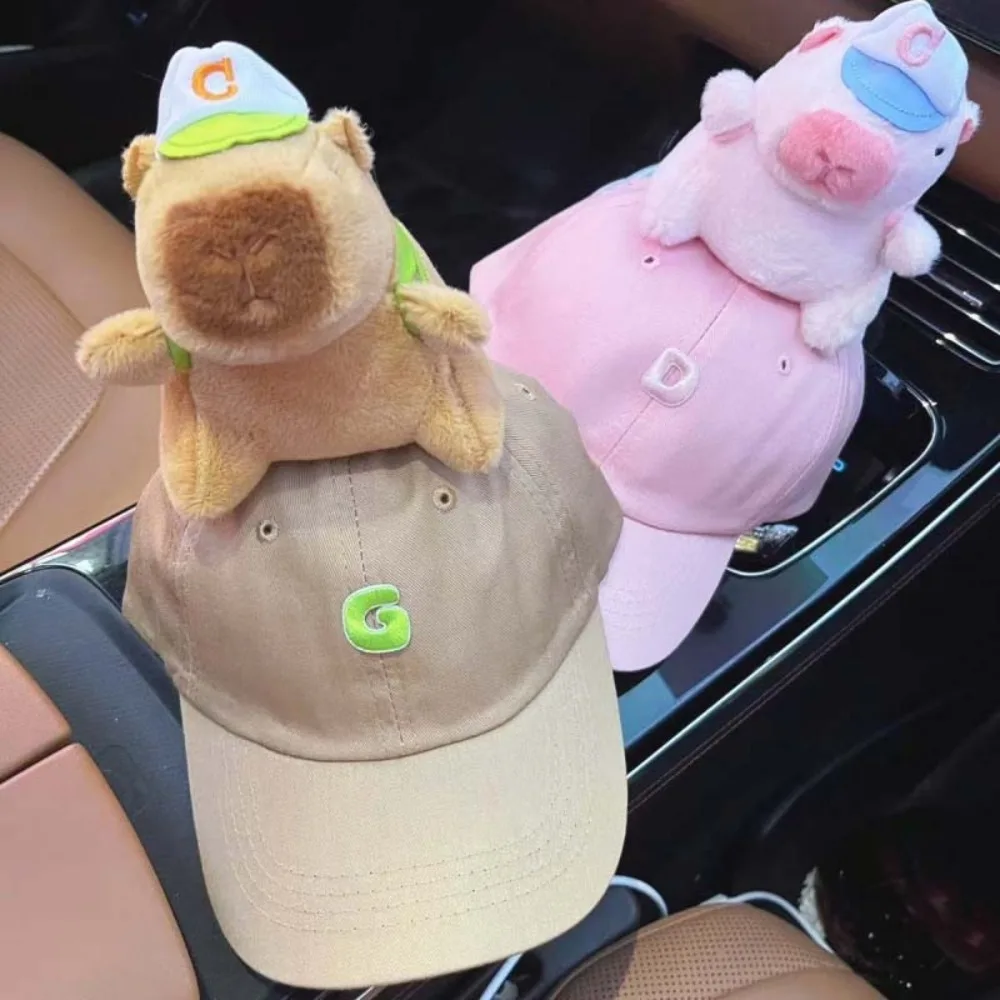 Breathable Capybara Baseball Cap Embroidered Letters Adjustable Children Peaked Cap All-Match Thin Kids Sunscreen Hat Girls