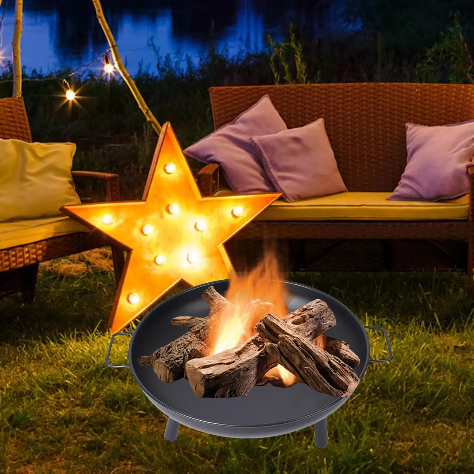 Cast Firepit Wood Burning Fireplace for Backyard Terrace Camping