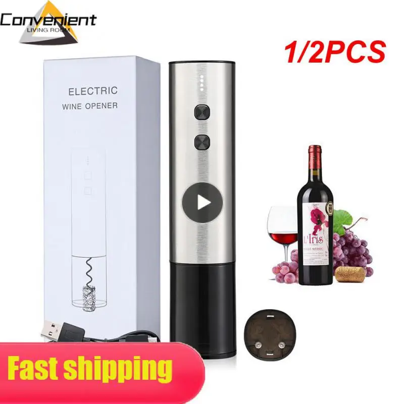

1/2PCS In 1 Electric Corkscrew Rechargeable Red Wine Opener Multifunctional Foil Cutter Cork Remover Bar Gadget Kitchen