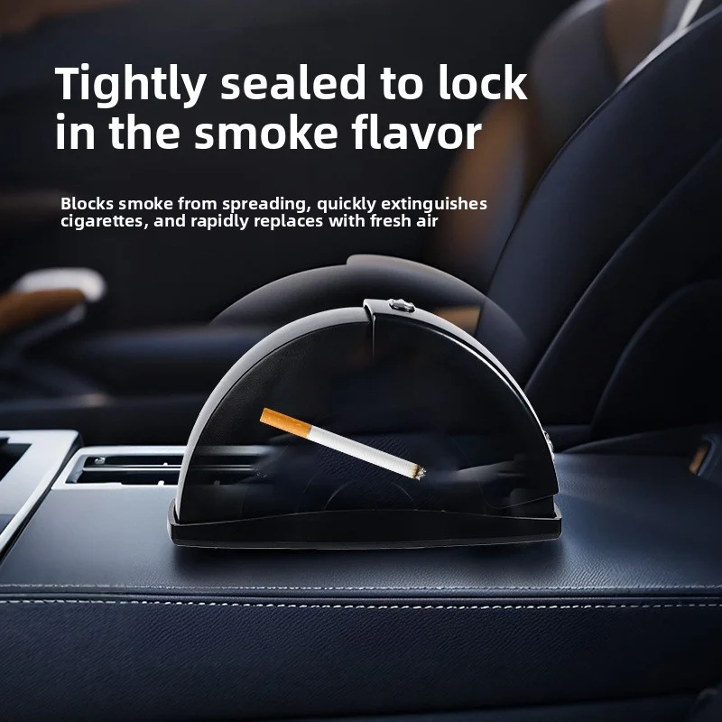 Car Ashtray Door Style Smokeless Ash Tray With Lid Portable Auto Truck Trash Bin Garbage Can Stainless Steel Liner Accessory