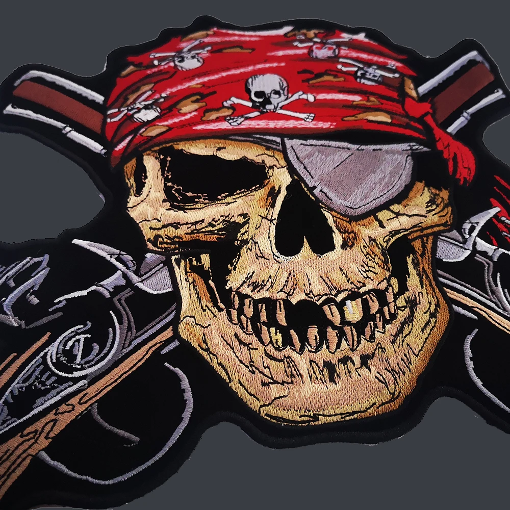 Skull Skelton Crossbones Bikers Rockers Pirate Fire Goth Iron Sew On Patch  Badge