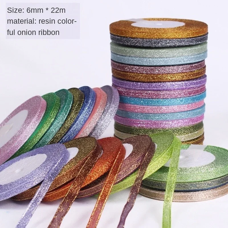 Multicolor Silk Satin Organza Glitter Ribbon for Elegant Decorations - 25 Yards