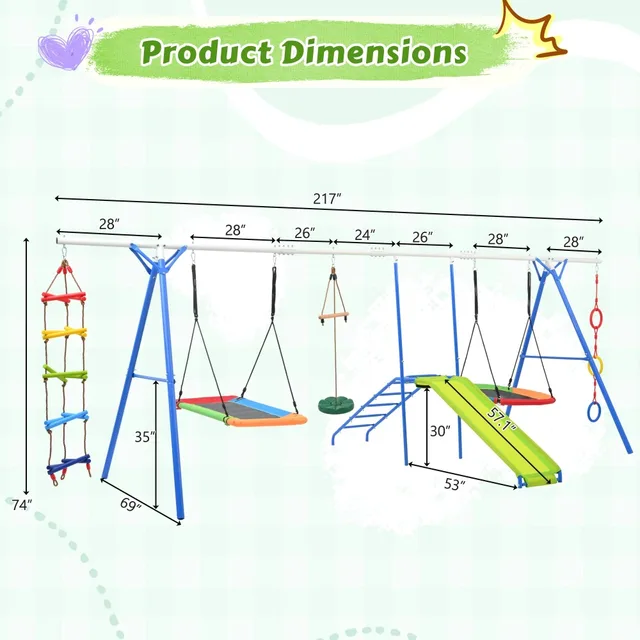 6-in-1 Metal Swing Playset 5