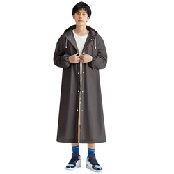 Transparent Waterproof Reusable Hooded Long Raincoat (Black)