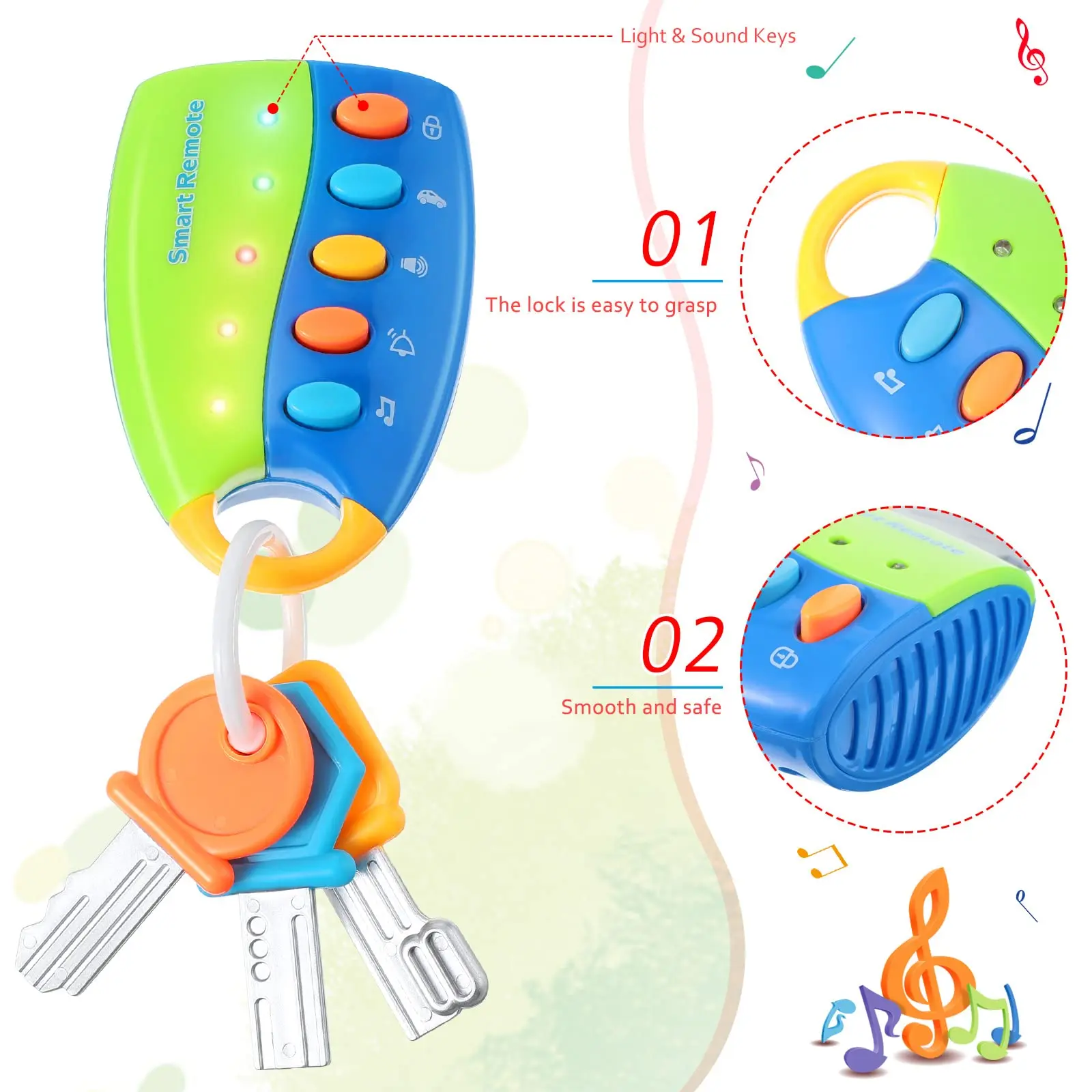 Baby Toys Musical Cartoon Car Key Vocal Smart Remote Car Voices Pretend Play Educational Toys for Children Baby Music Toys Gifts 5