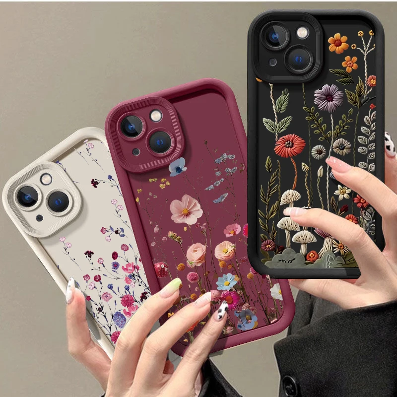Retro Floral Pattern Silicone Phone Case