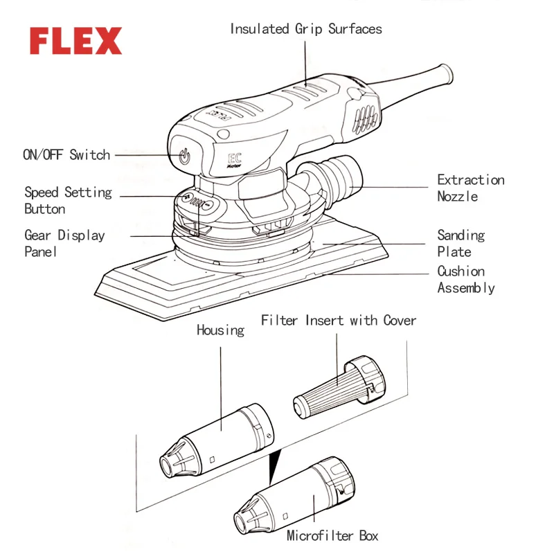 FLEX Electric Sandpaper Machine 70*198mm Car Polishing Paint Surface Grinding 3