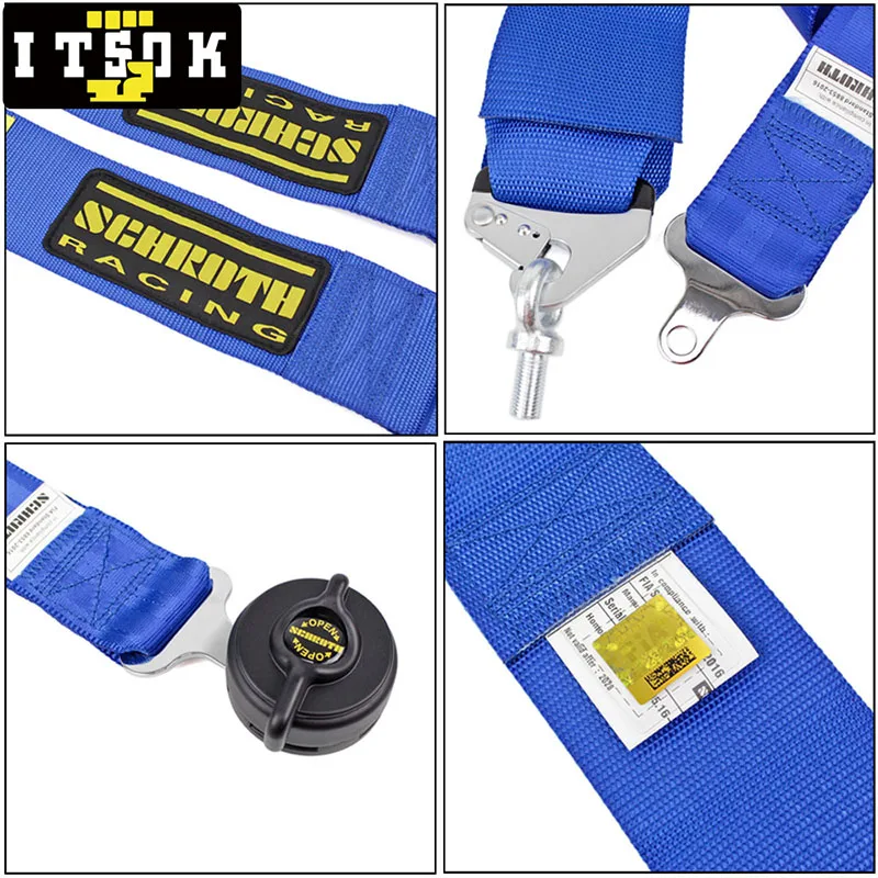 안전 벨트 4 포인트 레이싱 하네스 3 인치 범용 JDM 나일론 스냅온 Camlock 퀵 릴리스 안전 어깨 스트랩 조절 가능