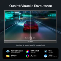 ARZOPA Moniteur portable 16,1 pouces, 144 Hz, 100 % sRGB, 1080P FHD, écran IPS, deuxième écran externe pour ordinateur portable/PC/PS5/Mac/Xbox Z1FC 4