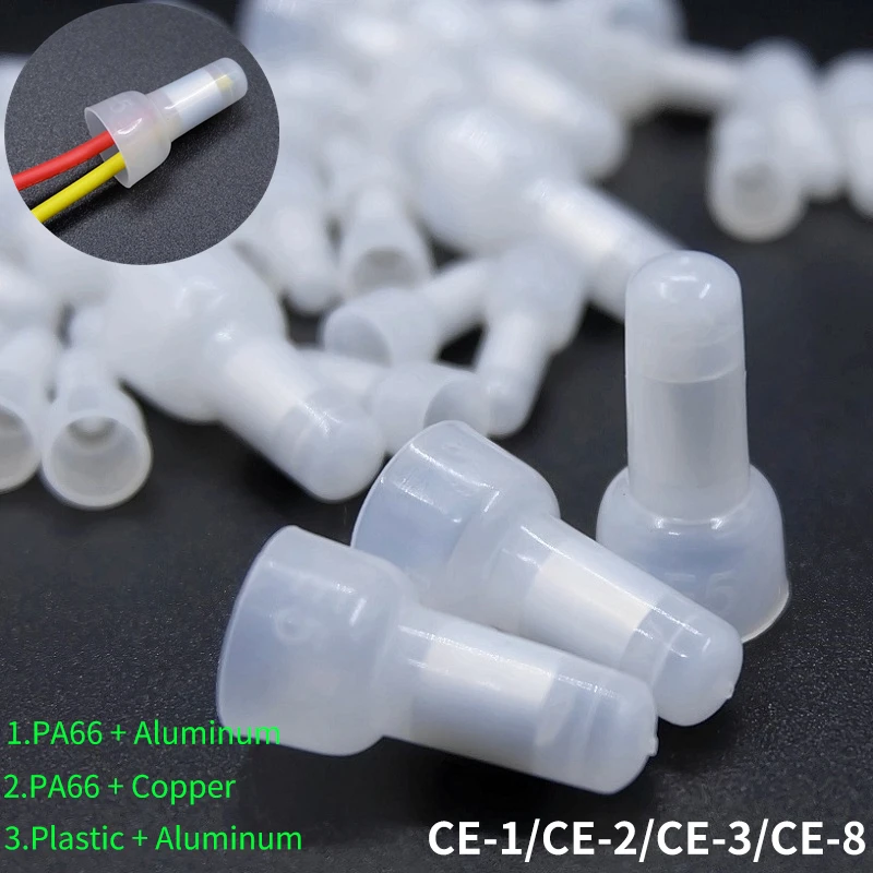 50pcs Wire Terminal CE-1 CE-2 CE-5 CE-8 Nylon Pressure Line Splice Car Audio Cable End Closed Caps Crimp Splice Connectors