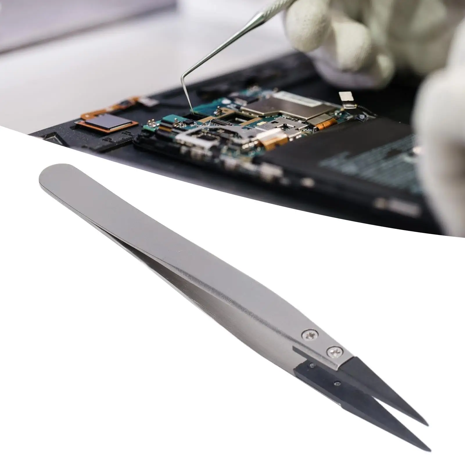 Precision Carbon Tweezers-Pointed Anti-Static Plastic Tweezers for Semiconductor Use