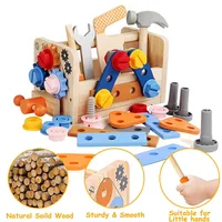 Kids Tool Set Wooden Educational STEM Construction Montessori Toys Role Play Interactive Games for Kid Portable Storage Tool Box 1