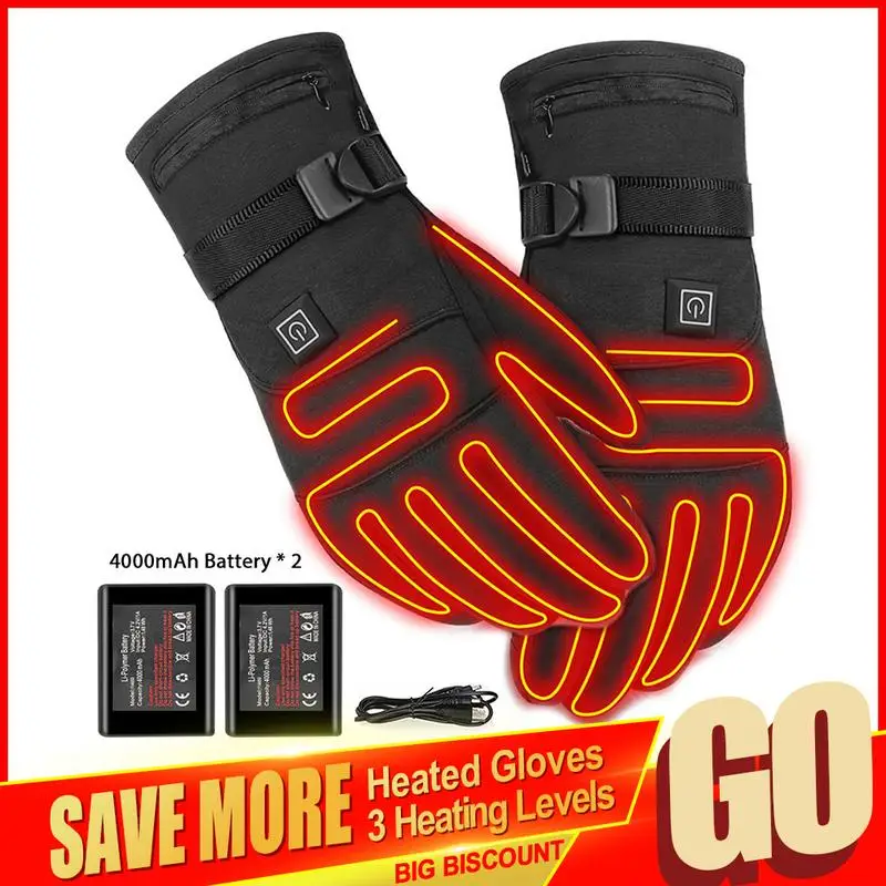 Guantes Calefactables Para Moto O Bici Con 3 Niveles De Calor, Batería Recargable, Impermeables Y Antideslizantes