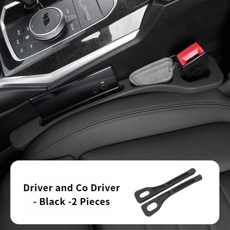 Car Seat Gap Filler Set - Soft Elastic Multi-Pocket Organizer, Leakproof and Anti-Loss, 2-Pack