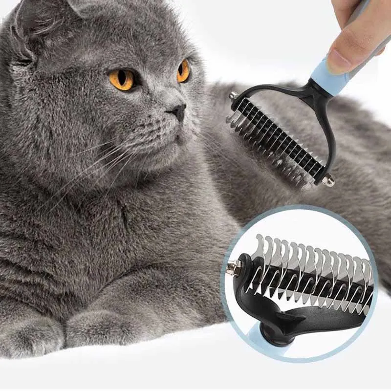 Cat Brush Pet Knot Comb 2 in 1 Dogs Cat Fur Knot Cutter Pets Hair Removal Comb Dog Grooming Shedding Tools Pet Cleaning Supplies 2