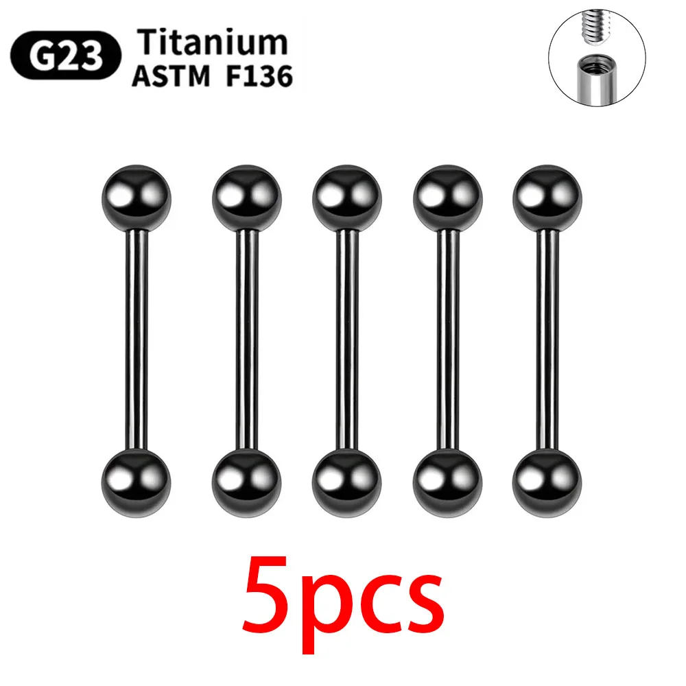 Piercing Jewelry 1/10pcs External Internal thread Piercing Jewelry G23 Titanium 14G 16G Long Industrial Barbell Ring Tongue Sexy Barbell