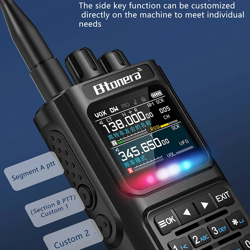 BTDX BT-8000 10W Full Band Ham Radio Amateur 2 Way Radio 256CH Walkie Talkie AM Air Aviation Band Color Scanner Marine NOAA Scan 4