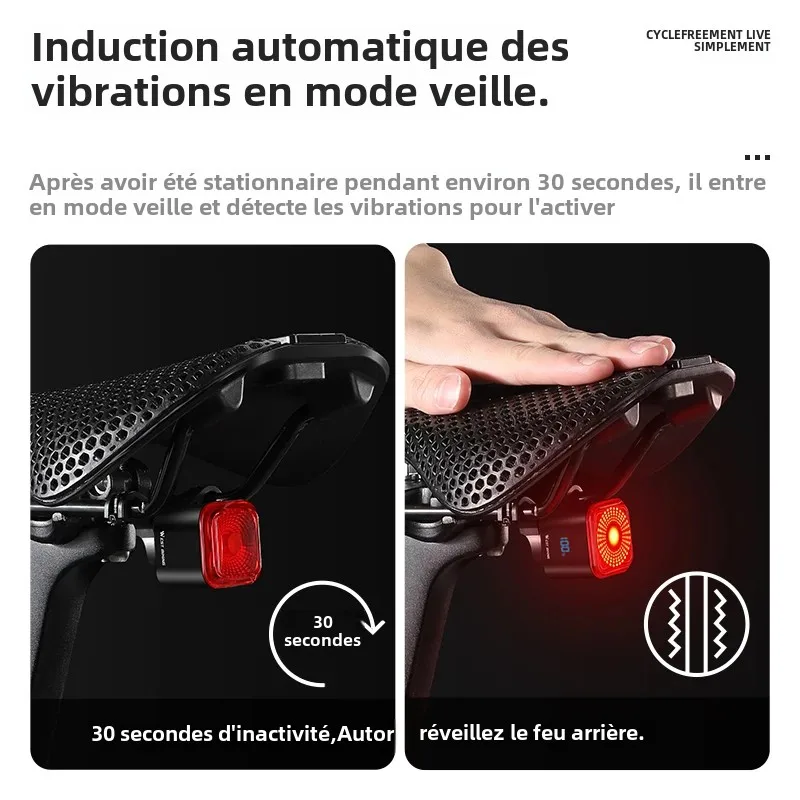 WEST BIKING YP0701460 Bike Tail Light IP55 Waterproof LED USB Rechargeable MTB Road - Image 4