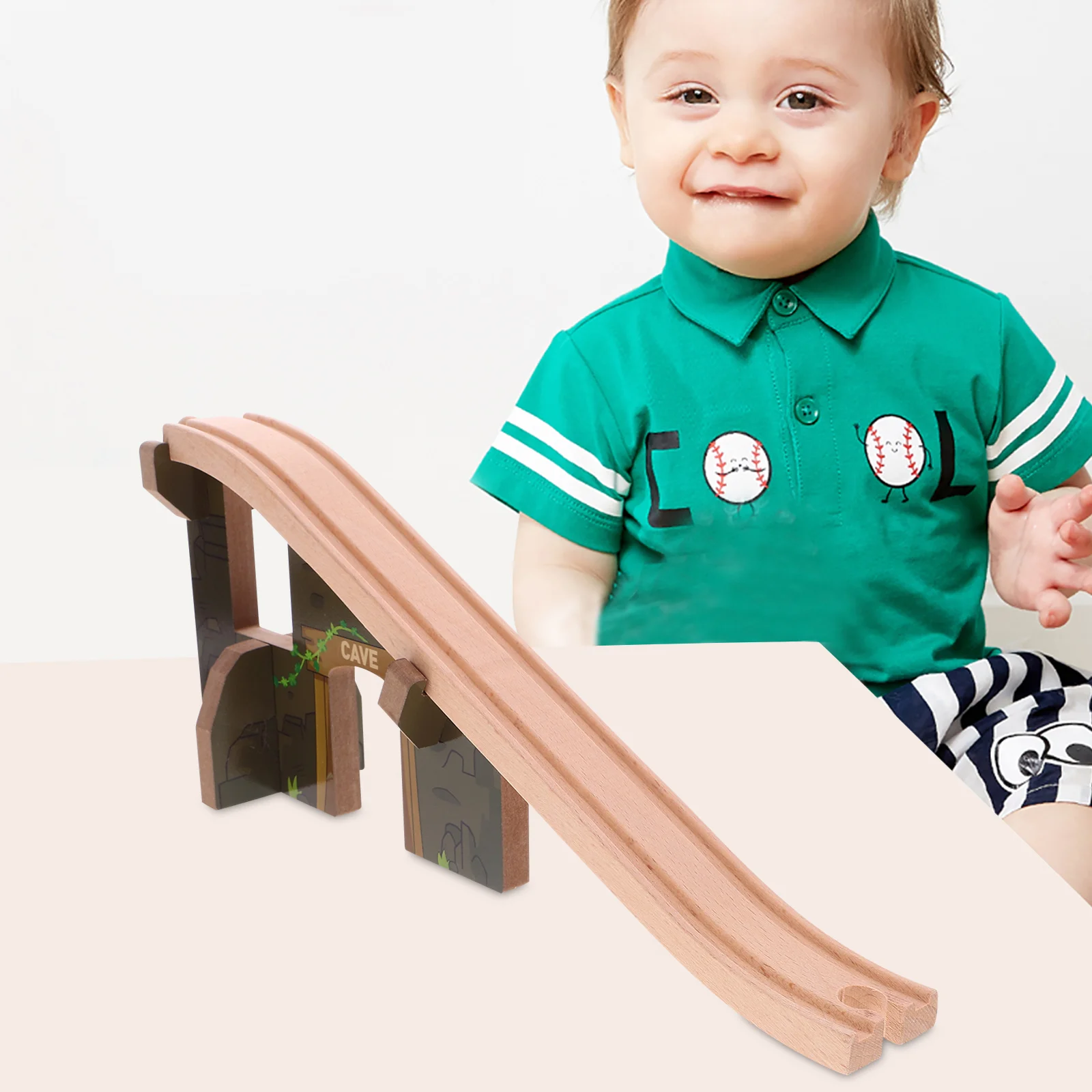 Wooden Train Track Bridge Toy Kids Plaything Parts Natural Wood High Arch Scene Accessories Develops Brain Hands On