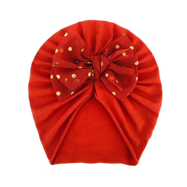 New 10color Bronzing Bow Children's Hat Baby Cute Soft Solid Color Headscarf Indian Hat  Baby Girl Headbands  Baby Bows