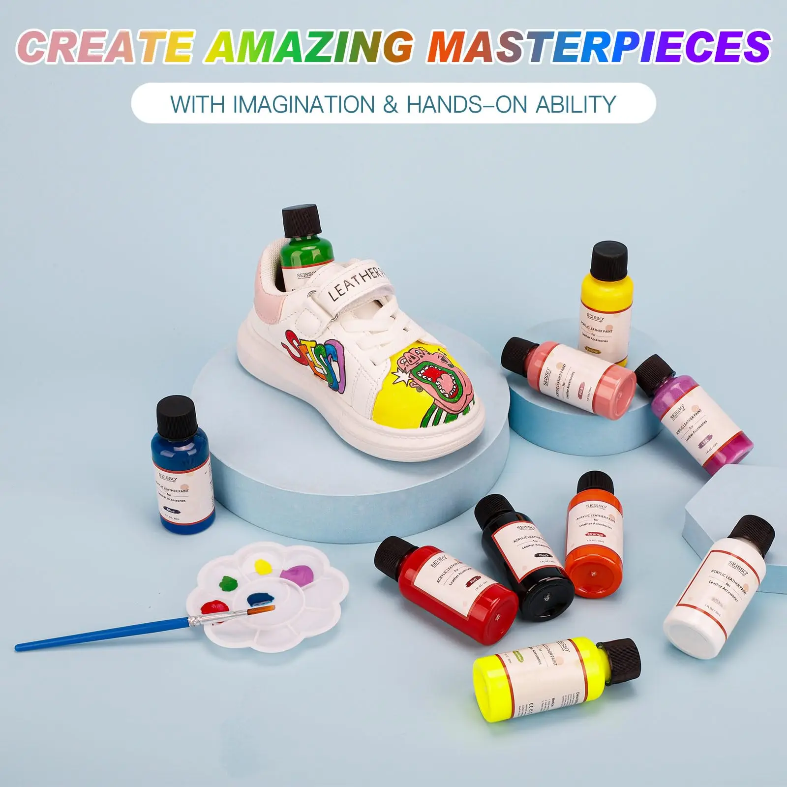 SEISSO 12Colors Acrylic Leather Paint Set 1oz/30ml with Repair Filler Cream for Shoes Wallets Couches Car Seat Jacket DIY Crafts