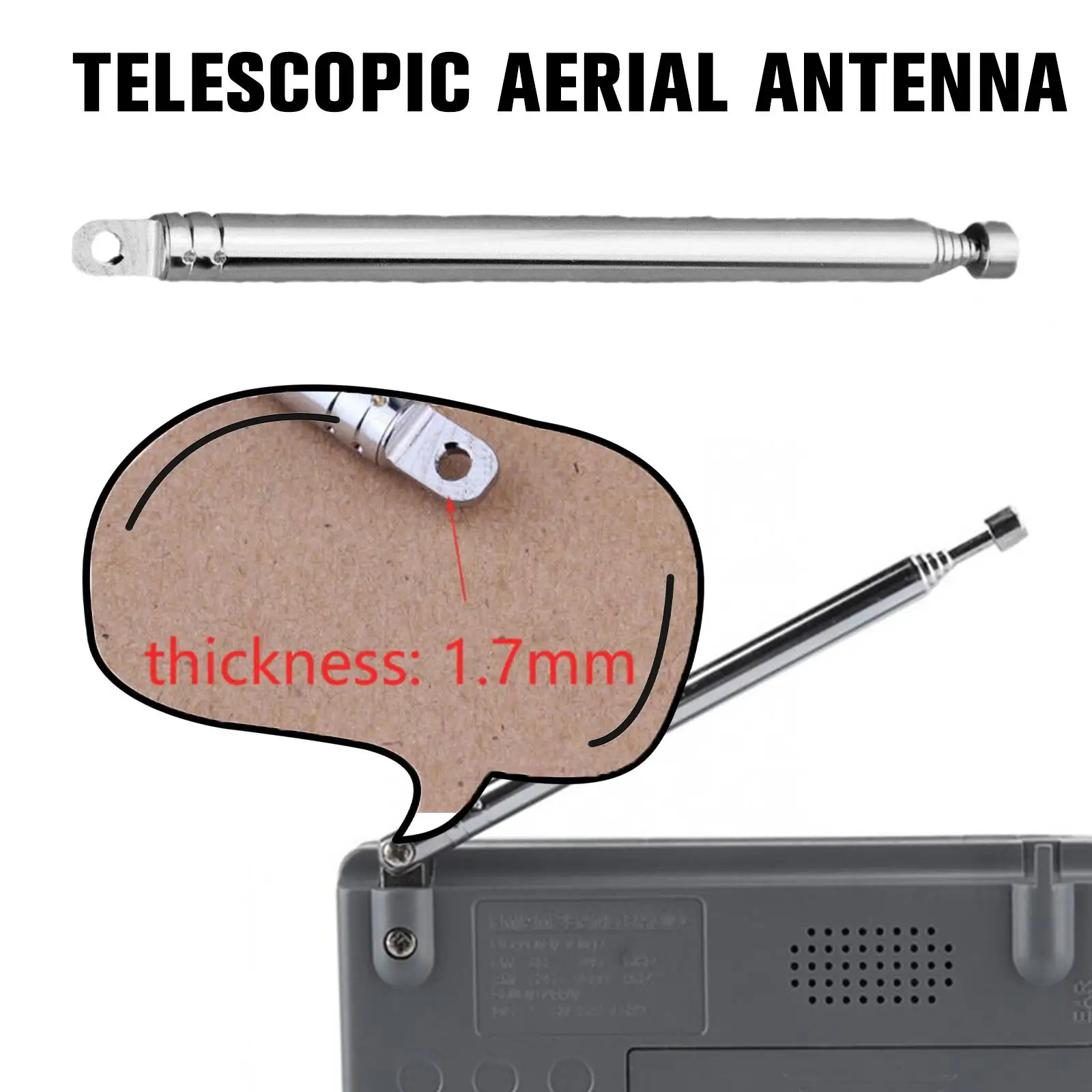 

1 Piece New 7 Section Replacement Telescopic Aerial Antenna AM/FM Telescopic Antenna TV Length DAB 740mm Aerial Universal R E9U2