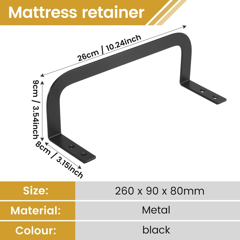 2Pcs Mattress Slide Stopper, Metal Mattress Retainer Bar For Adjustable Beds, Keep From Sliding