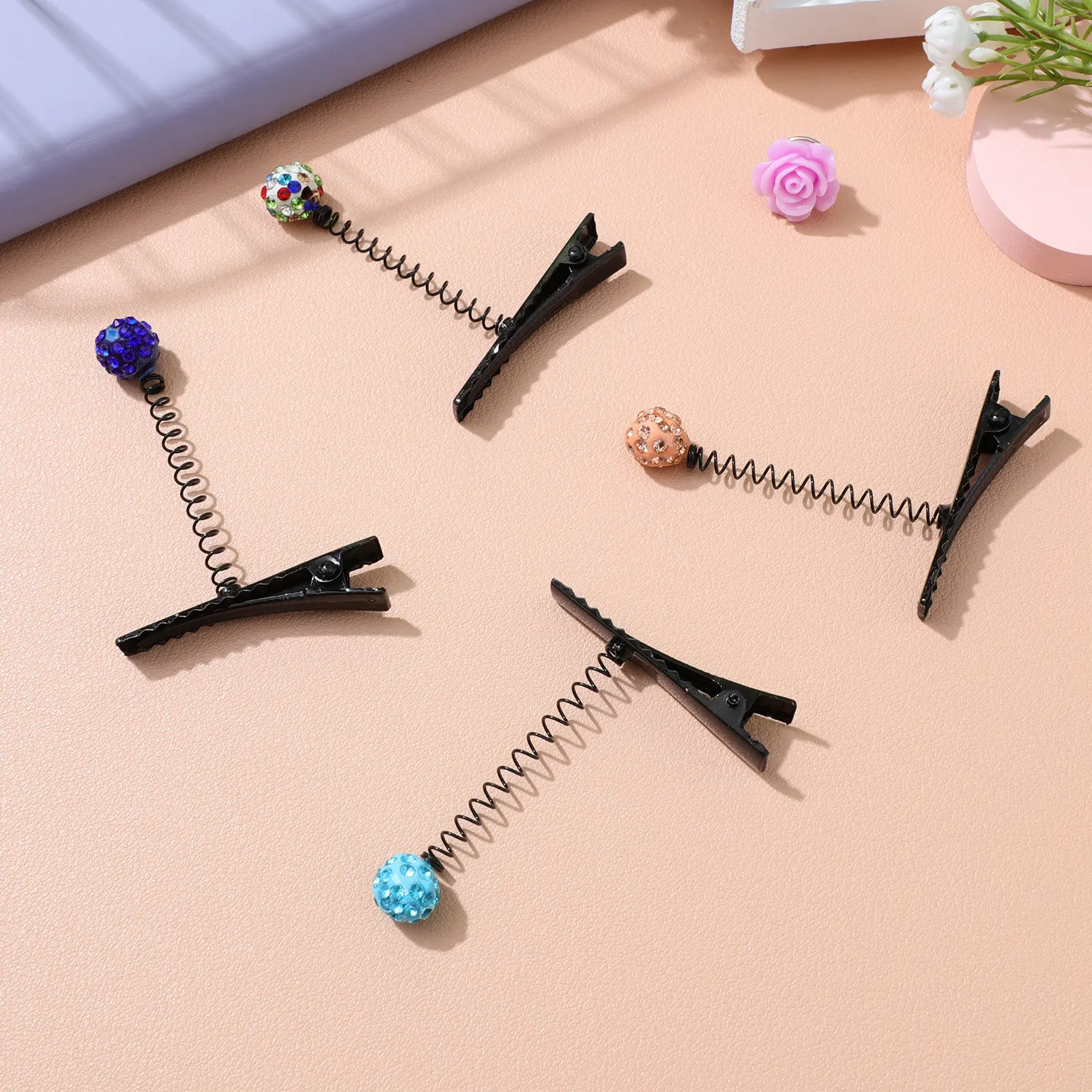 100Pcs 어린이를위한 스프링이있는 금속 오리 빌 헤어 클립 소녀 DIY 헤어 액세서리 공예 파티 웨딩 홀리데이 스타일링