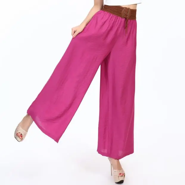 Bohemia Wide Leg Pants Female vintage cotton linen Trousers Summer thin prairie chic Pants streetwear pantalon plus size