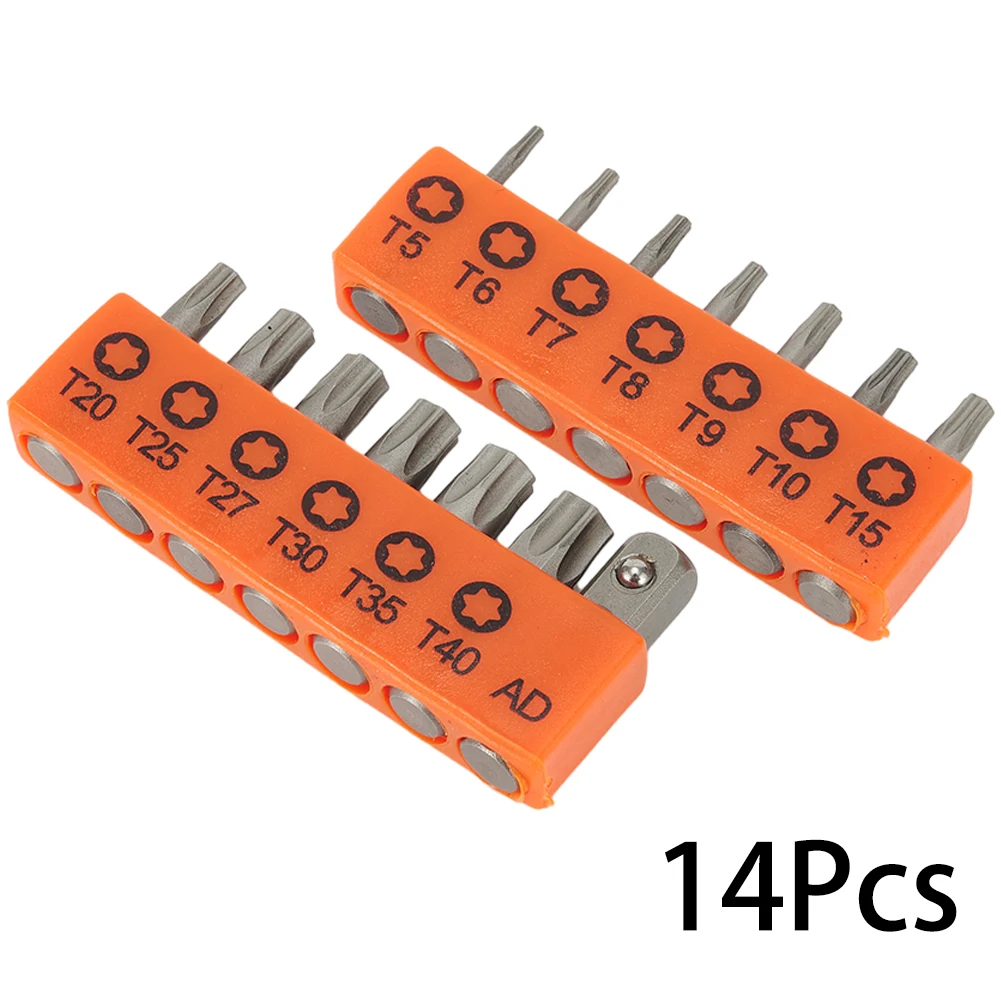 14 teile/satz 25mm Legierung Stahl Torx-schraubendreher-bits Mit Loch T5-T40 1/4 Zoll Hex Schaft Elektrische Schraube Fahrer Stern bit Set