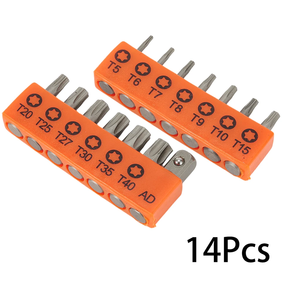 HARFINGTON T5 Torx Head Screwdriver Bit 1/4\" Hex Shank 2\" (50mm) Long Magnetic No Hole Tip Tamper Proof 6 Point Star Screw Driver Drill Bits S2 Steel Industrial Power Screwdrivers