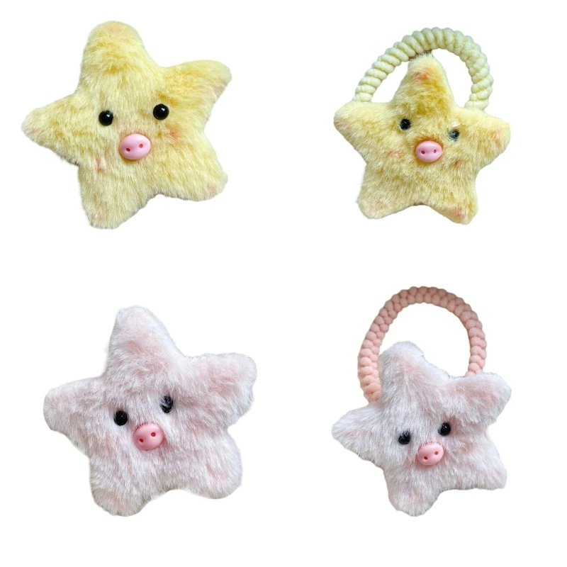 Delicate Furry Star Y2K Style Side Bangs Clip Oink Hairpin Sweet Girls Hair Tie Sweet Girls Hairpin Fairy Hair Tie daisy colorful hair hoop for kids girl delicate broken bangs hair band children daily party dress up hair accessories gifts