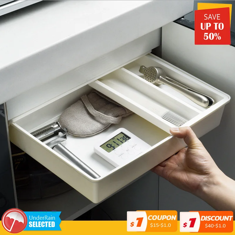 Hidden Table Under Paste Organizer Memo Pen Storage Box Case Desk Drawer Divider Stationery Sticky Decor Furniture kedi nichos |