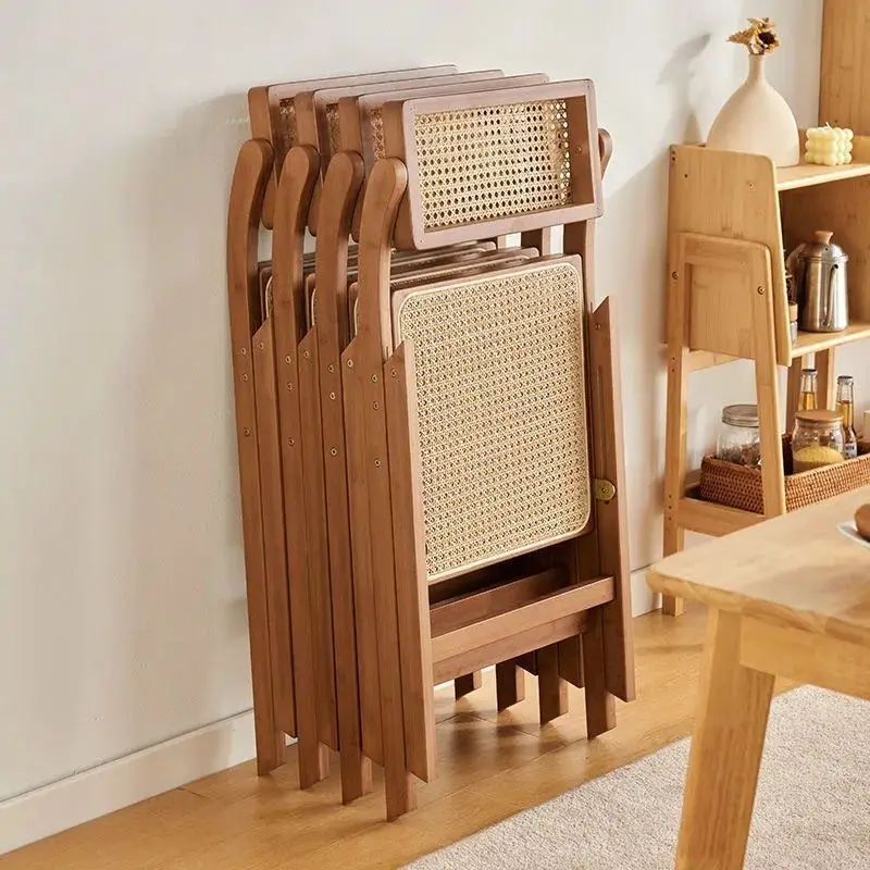 Stackable Dining Chairs Wood Folding Dining Room Chair Woven Seat Kitchen Balcony Furniture Sillas Para Comedor Patio Chair dining chair dining chair cover