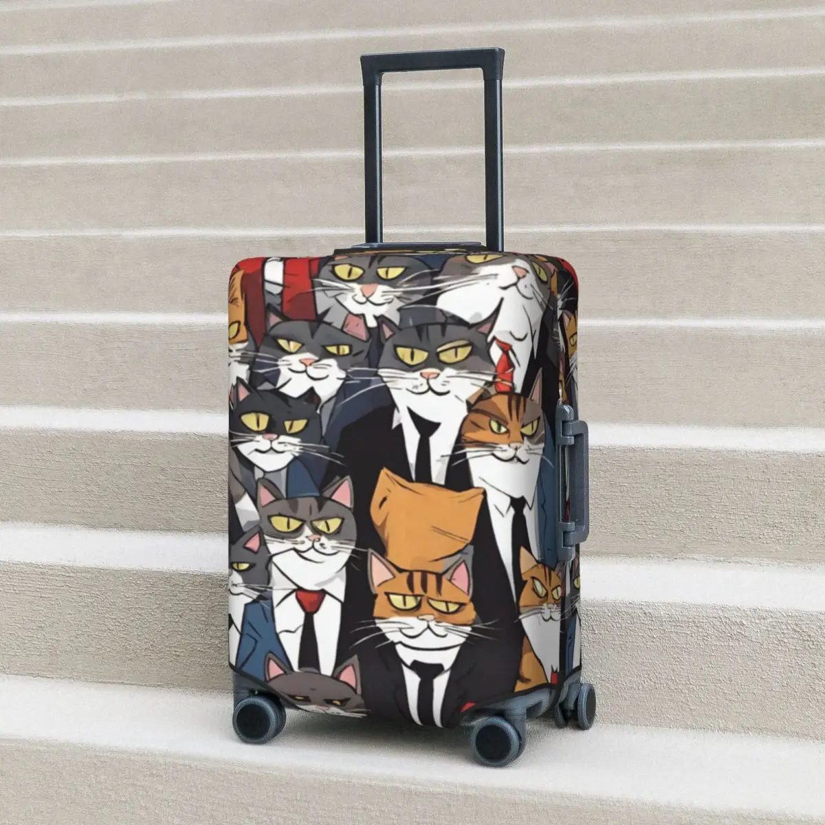 

Cats Mafia Gangster Suitcase Cover Animal Cartoon Funny Travel Holiday Elastic Luggage Supplies Protector