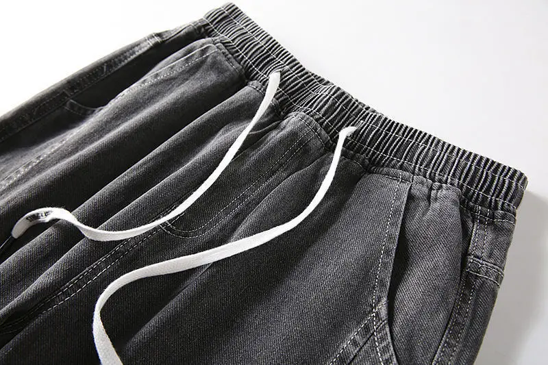 Spring Summer Black Blue Cargo Jeans Men Streetwear Denim Jogger