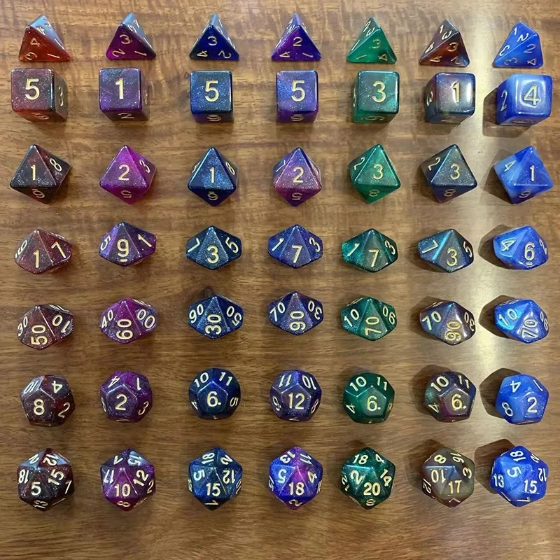 New Pearlescent Polyhedral Dice Set 105/70/49/35/21/7Pcs Multicolor D&D Role-Playing Board Games with Storage Pouches