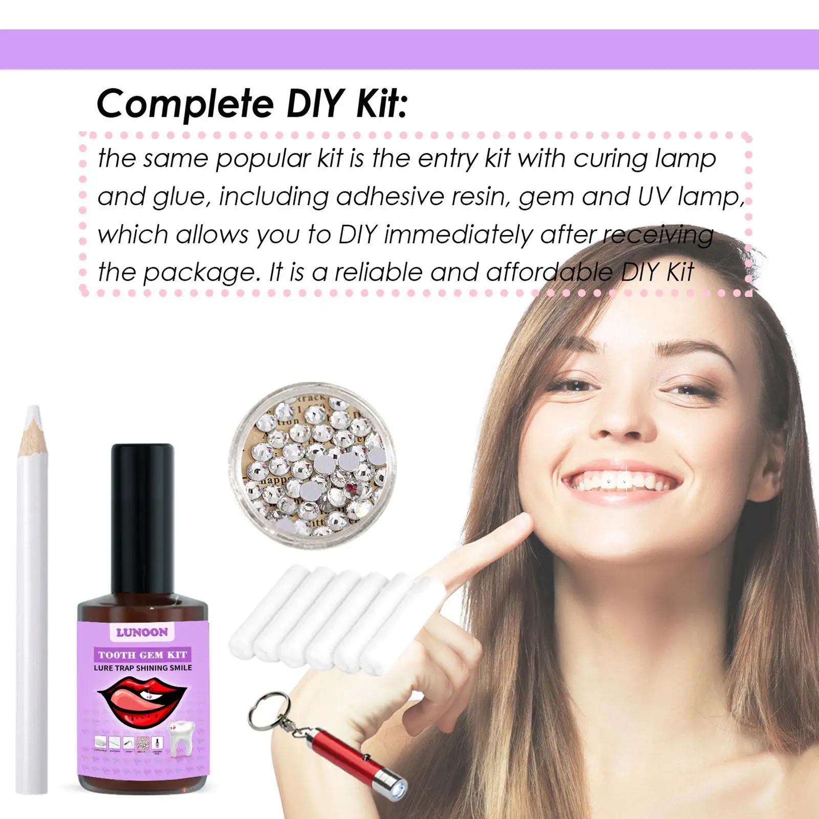 DIY Tooth Gem Kit Super Viscose Water Diamond Crystal Jewelry Tooth Decoration Teeth Easy Remove Install Tooth Jewelry Kit