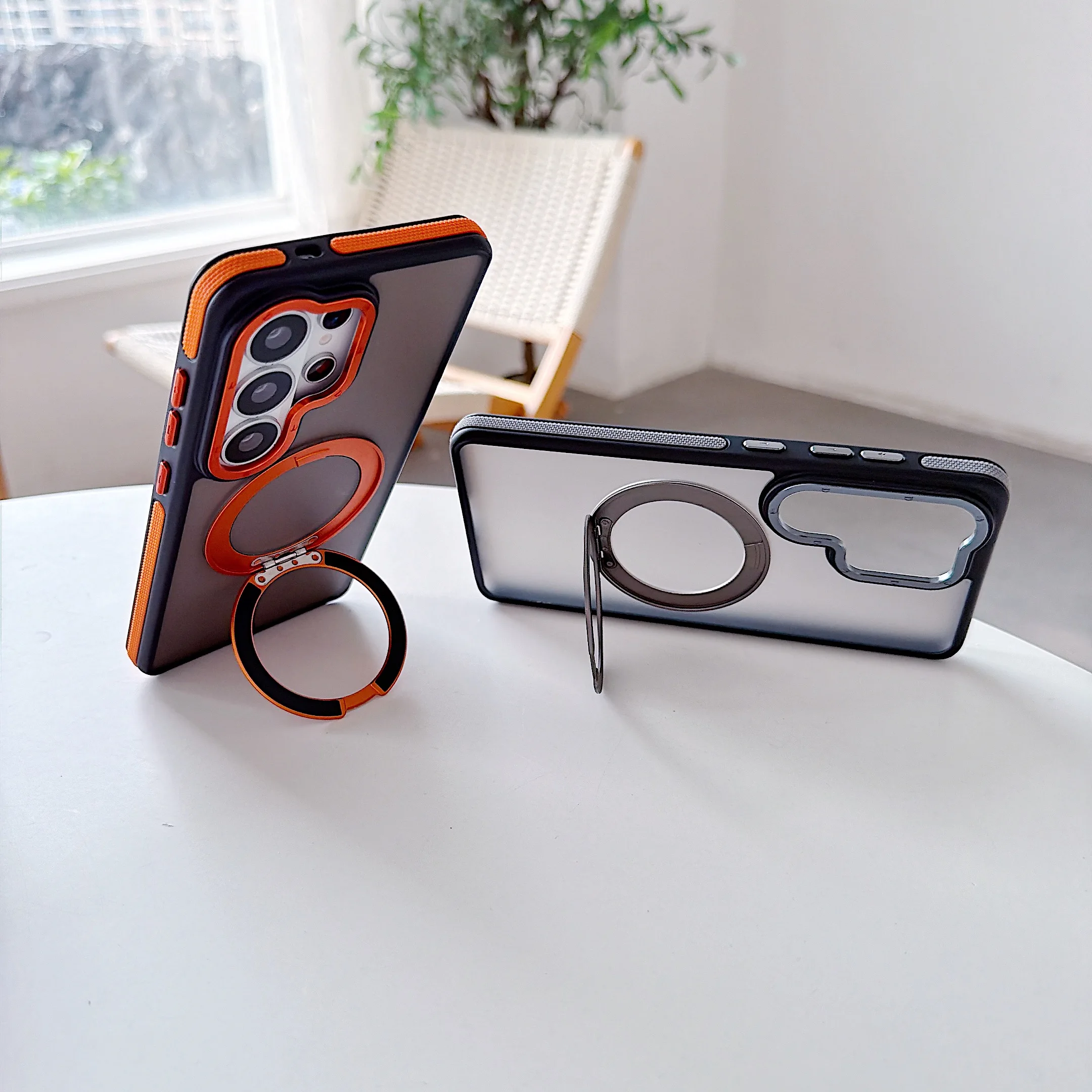 Matte Phone Case with 360° Rotatable Magnetic Kickstand and Lanyard - Protective Cover